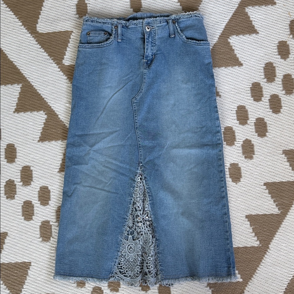 Y2K VINTAGE DENIM MIDI SKIRT